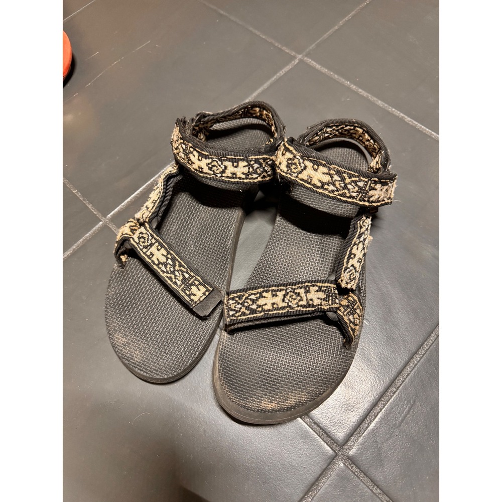 Teva Original Universal Sandals Mens 9 Black Tan Geometric Strappy 1004006
